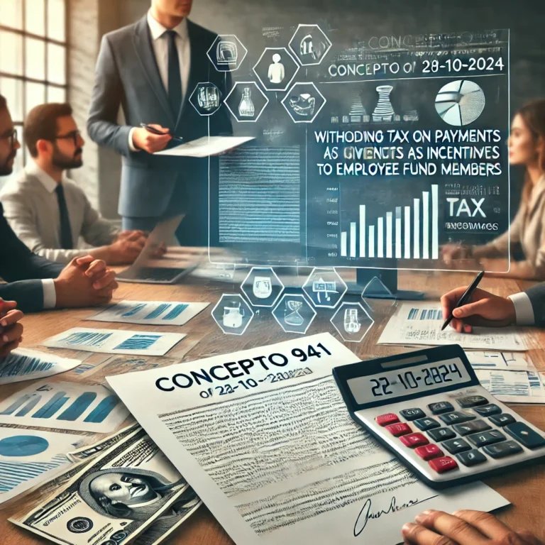 DALL·E 2024 12 18 09.39.12 A realistic and professional representation of Concepto 941 of 28 10 2024 about withholding tax on payments given as incentives to employee fund membe
