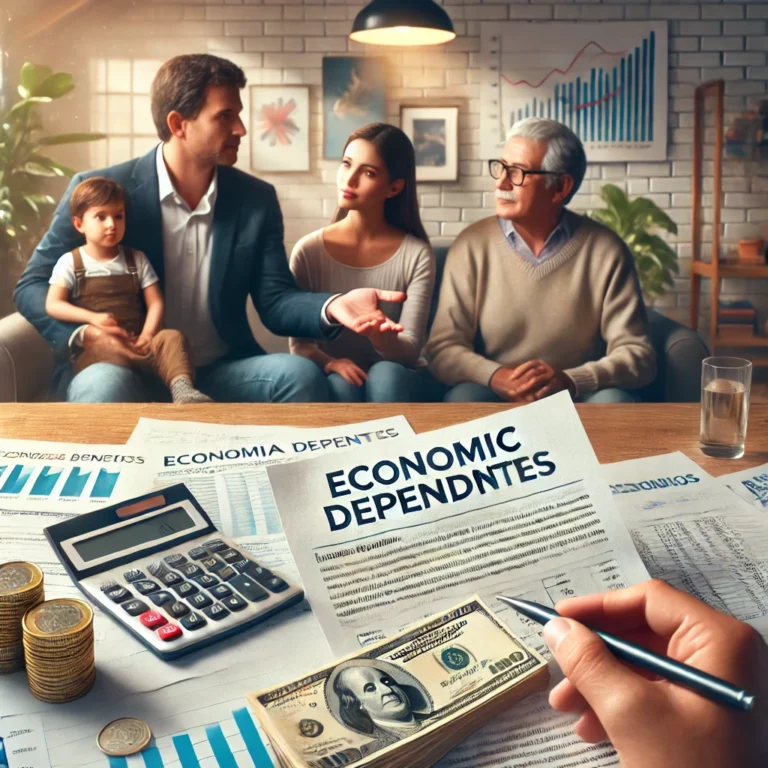 DALL·E 2024 12 18 10.02.22 A realistic and professional depiction of economic dependents in Colombia. The image shows a family in a domestic setting with a financial advisor ex