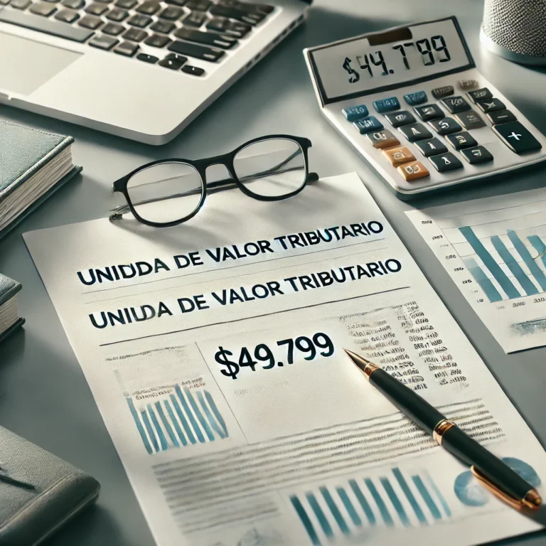 DALL·E 2024 12 18 10.27.24 A highly realistic depiction of the Unidad de Valor Tributario UVT prominently displayed in a professional financial context. The image features a m