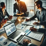 DALL·E 2025-02-21 12.41.42 - A professional business setting where executives are discussing financial regulations and accounting standards. The scene includes a modern office wit