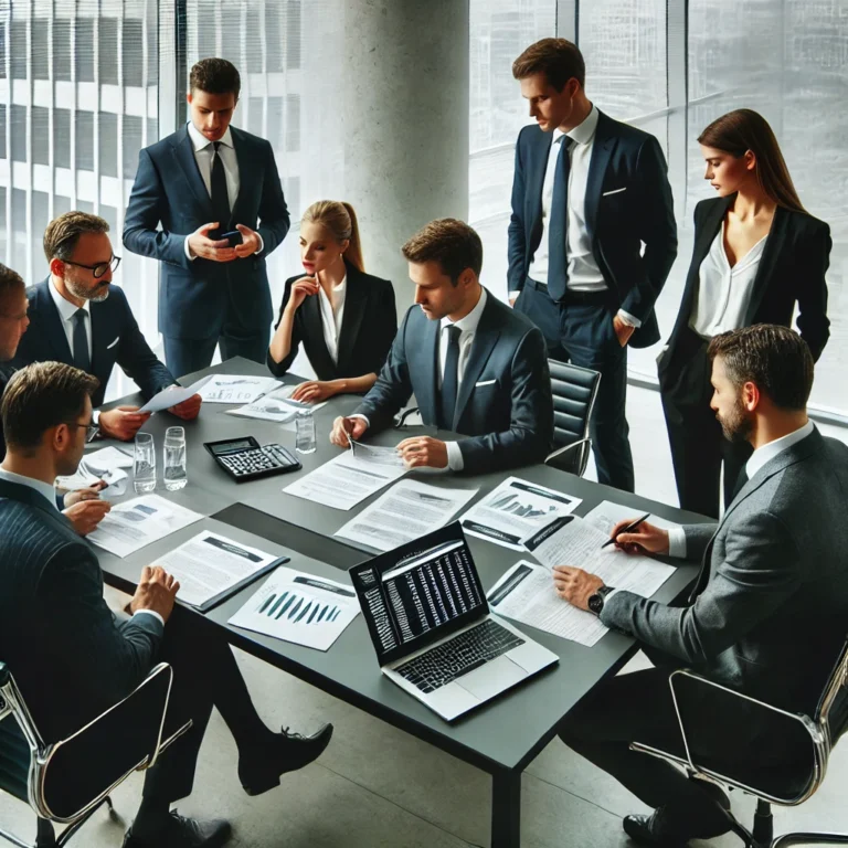 Decreto 0701 del 07-07-2026. Modificación Marcos Técnicos. 9 DALL·E 2025 03 22 13.44.01 A professional financial advisory meeting in a modern office setting. A group of executives and financial consultants in formal business attire are di